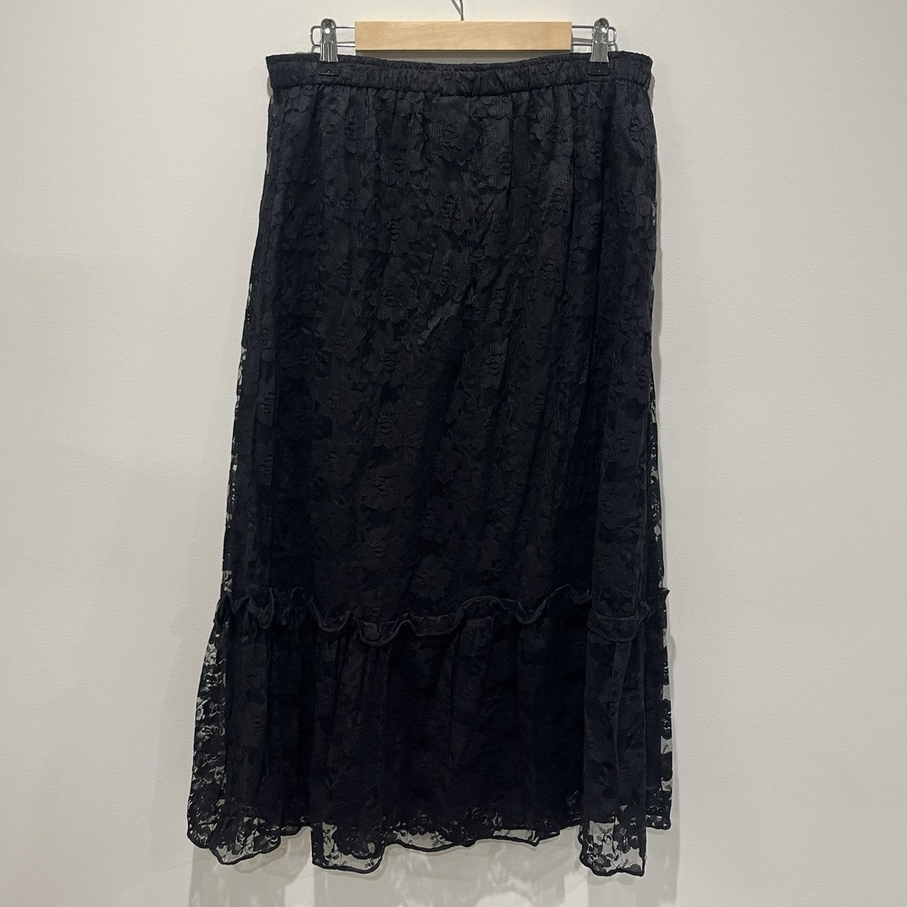 Vtg Lace Maxi Skirt Large Pull On Fairy Whimsigoth Festival Boho 90s Y2K Grunge - Picture 2 of 7